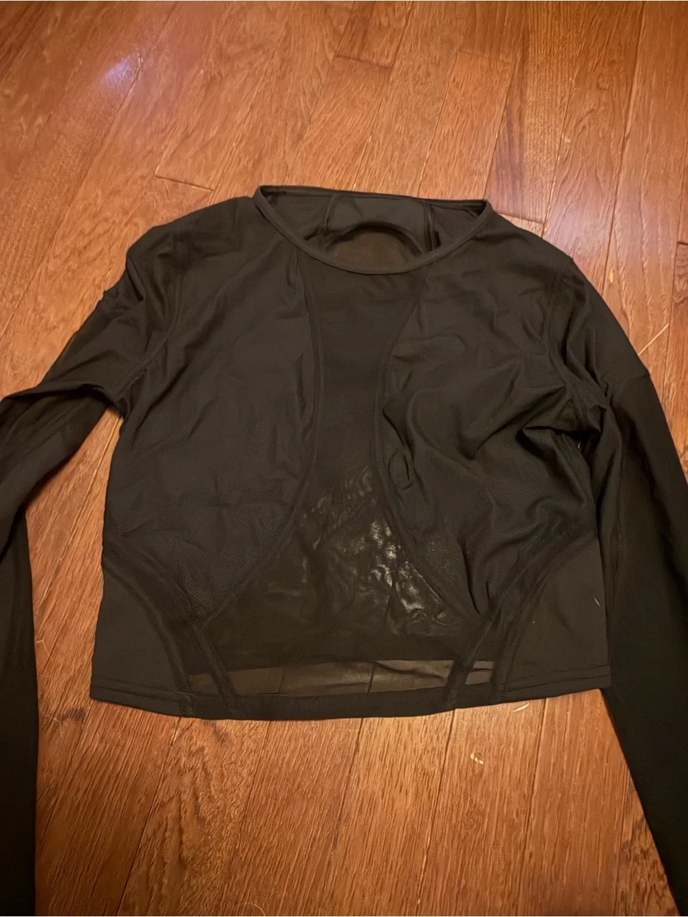 lululemon athletica Black Long-Sleeve Mesh Crop Top - Women NWT